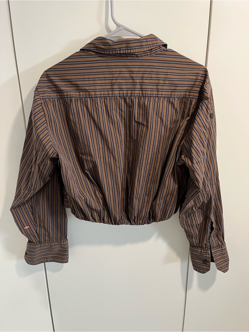 A.L.C. Olive and Black Striped Twist-Front Button-Down Shirt - Picture 9 of 10